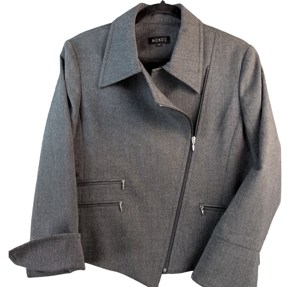 Mondo Vintage 90s Y2K Grey Asymmetrical Zip Moto Jacket Blazer Size 12 Canada